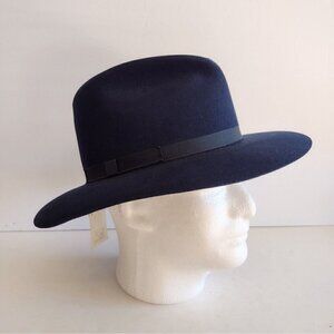 NWT Vintage Madcaps Womens Navy Blue Fedora 22" Diameter 100% Genuine Fur